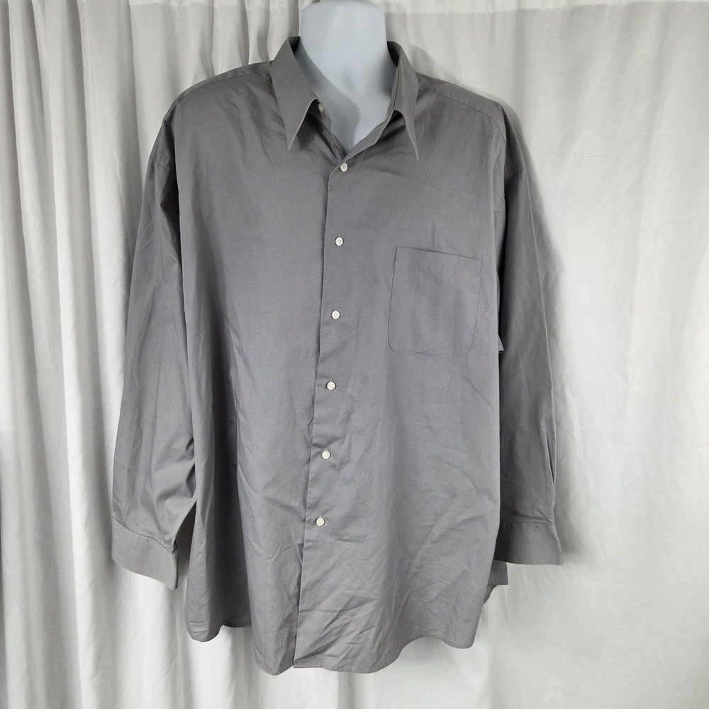 Alexander Julian Dress Shirt Mens 3XL 18.5 Gray Button Front Cotton Blend